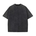 Men's 4-Pack Baggy Oversized Heavyweight Acid Wash Cotton Short-Sleeve Classic Crew Neck Tees - Loose-Fit, Breathable Cotton Keeps Workouts Cool, Built for Gym Street Lounge, Easy-Care Tops (Black, Coffee, Grey)