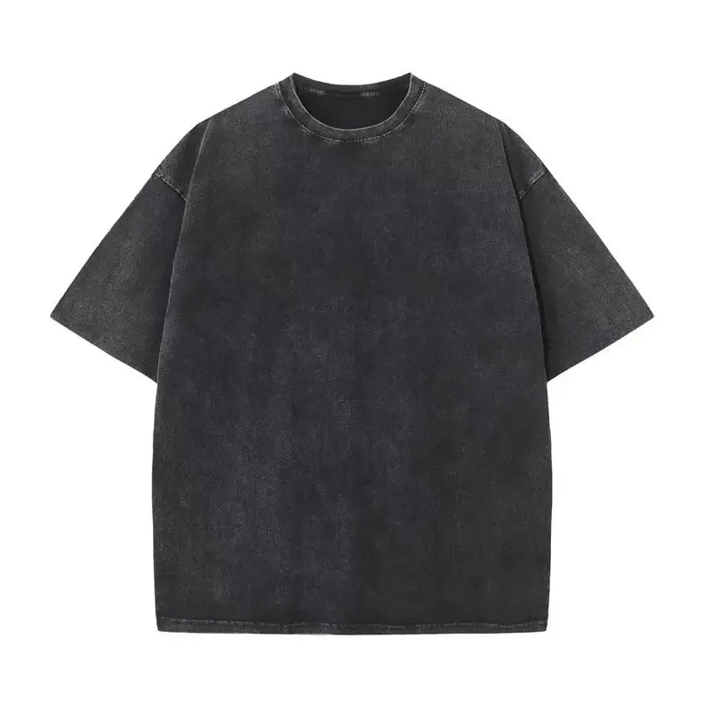 Men's 4-Pack Baggy Oversized Heavyweight Acid Wash Cotton Short-Sleeve Classic Crew Neck Tees - Loose-Fit, Breathable Cotton Keeps Workouts Cool, Built for Gym Street Lounge, Easy-Care Tops (Black, Coffee, Grey)