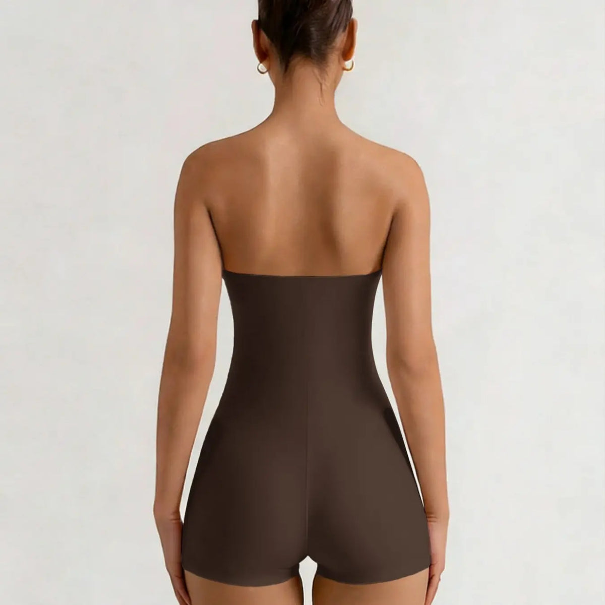 1 Piece Solid-Color Halter Romper Shorts Jumpsuits Rompers, Casual Slim-Fit Sleeveless Fitted Outfit, Women's Clothing, Comfortable, Stylish and Minimalist Womenswear