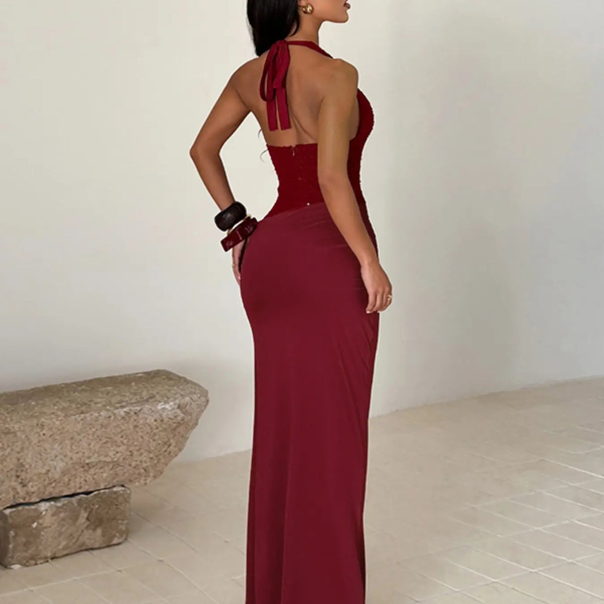 Women's Glitter Knit Halter Neck Spliced Dress, Womenswear, Trendy European Style Vacation for Parties & Events, Formal, Stylish Chic Summer Fashion