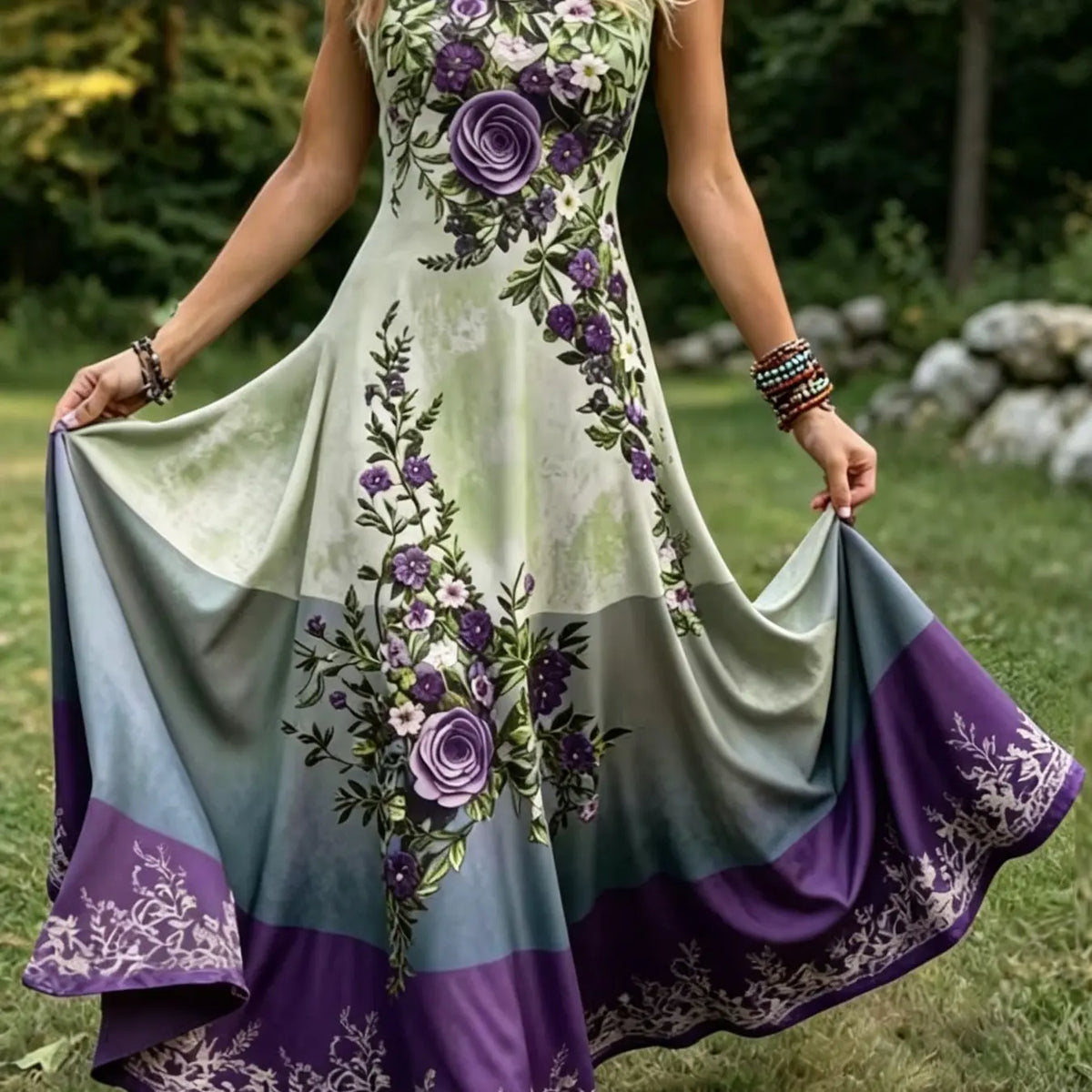 Vintage Celtic Knot Long Dress, Boho Sleeveless V Neck Gown, Loose-Fitting All over Print, Larp Renaissance Festival, Bohemian Women, Bohemian Romantic Dress