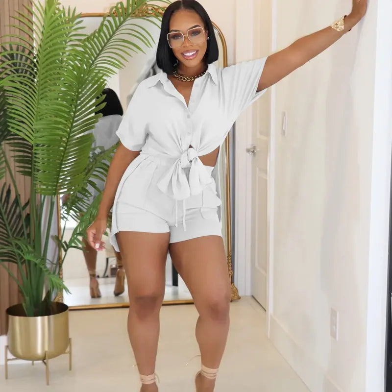 USBoutique Chic Short Sets for Women Short Sleeve Top Shorts 2 Piece Summer Beach Vacation Outfits Lounge Tracksuits