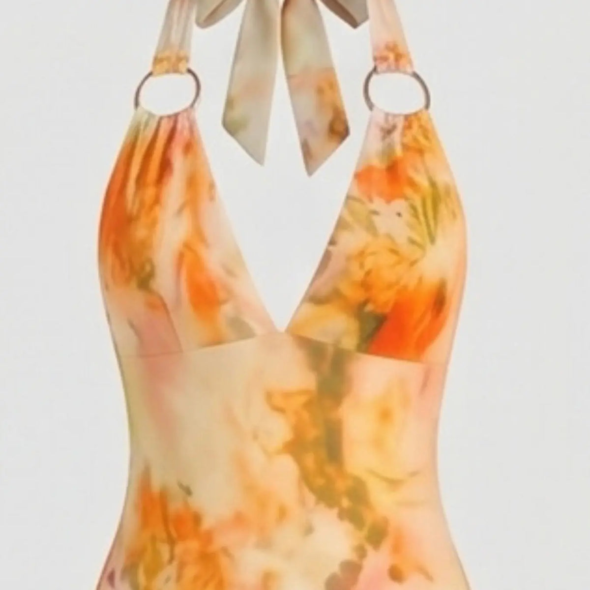 Women's Chic Gradient Print Halter Deep V Slim Fit Mermaid Long Dress, Sleeveless Backless Party Dress, Beach Vacation Style, Backless Sleeveless Dresses