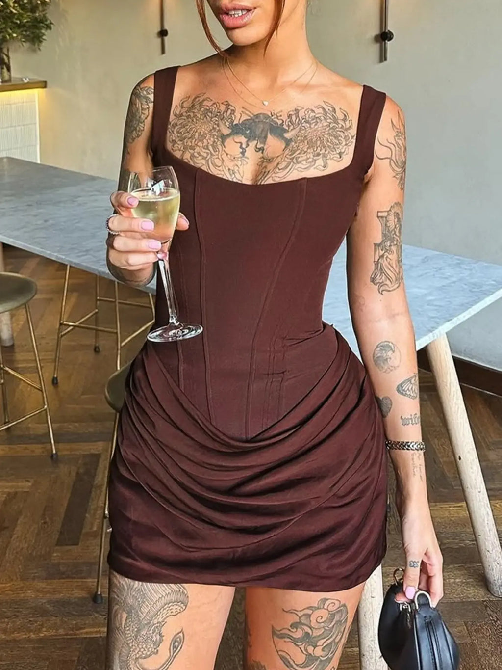 Women Boned Corset Dress Sexy Night Club Outfit Ruched Bodycon Celebrity Occasion Wear Mini Party Dress