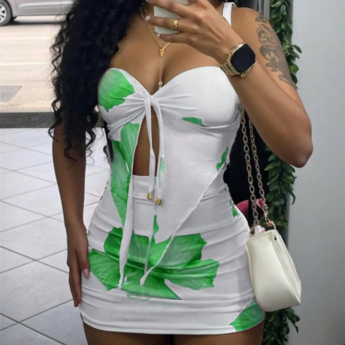 Women's Floral Print Knit Fabric Tube Top & Bodycon Skirt Two-piece Set Skirt Sets, Matching Sets, Two Pieces Sets, Fashion Casual Strapless Crop Short Top & Skirt for Daily Outdoor Wear, Ladies Clothes Womenswear for All Seasons
