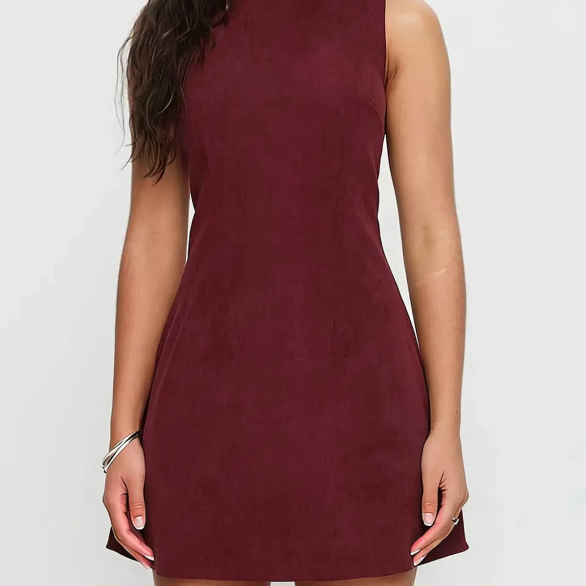 Women's Elegant Feminine Minimalist Solid Sleeveless A-Line Mini Dress Womenswear with Back Tie, Slim Fit for Daily Wear, Casual Outings, and Party Occasions