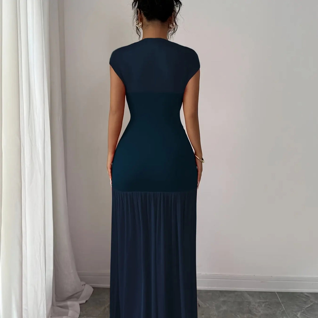Women's Dress, Summer High-Neck Dot Casual Dress, Elegant Slim-Fit Party Dress, for Daily Wear and Evening Parties, Womenswear