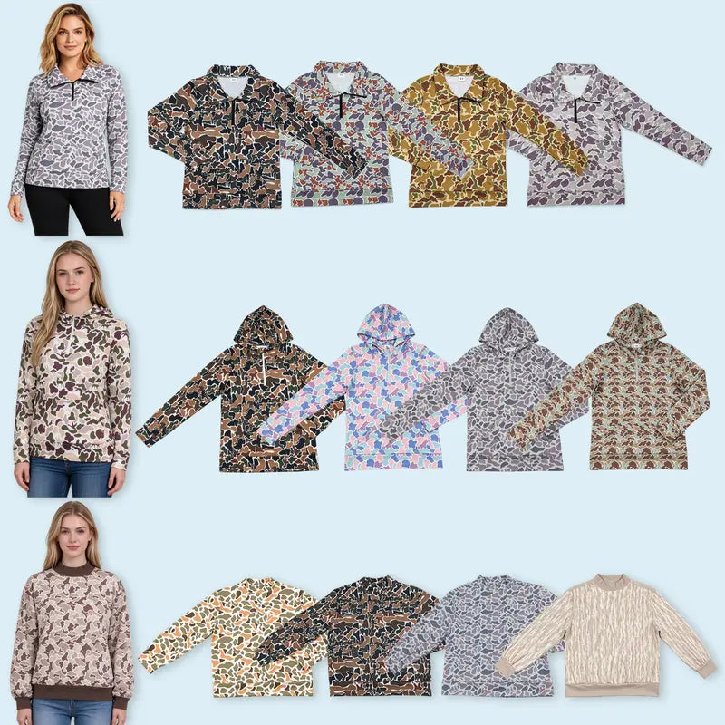 Women's Soft Spandex Print Fabric Fashion Camouflage Hunting Pullover Top, Tops for Women