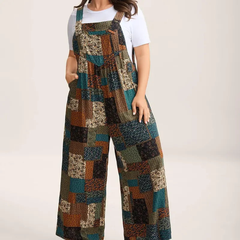 BloomChic Plus Size Strapless Paisley Jumpsuit [M-6X] - Women's Stylish Boho Rayon Overalls with Pockets, Sleeveless Fitted Summer Vacation Outfit, Clothes for Women, SohoChic
