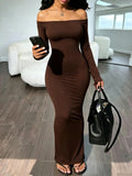 Women's Fashion One-Shoulder Bodycon Maxi Dress, All-Season Slim-Fit Extra Long Dress for Wedding Guest Wear, Stylish and Comfortable Outfits