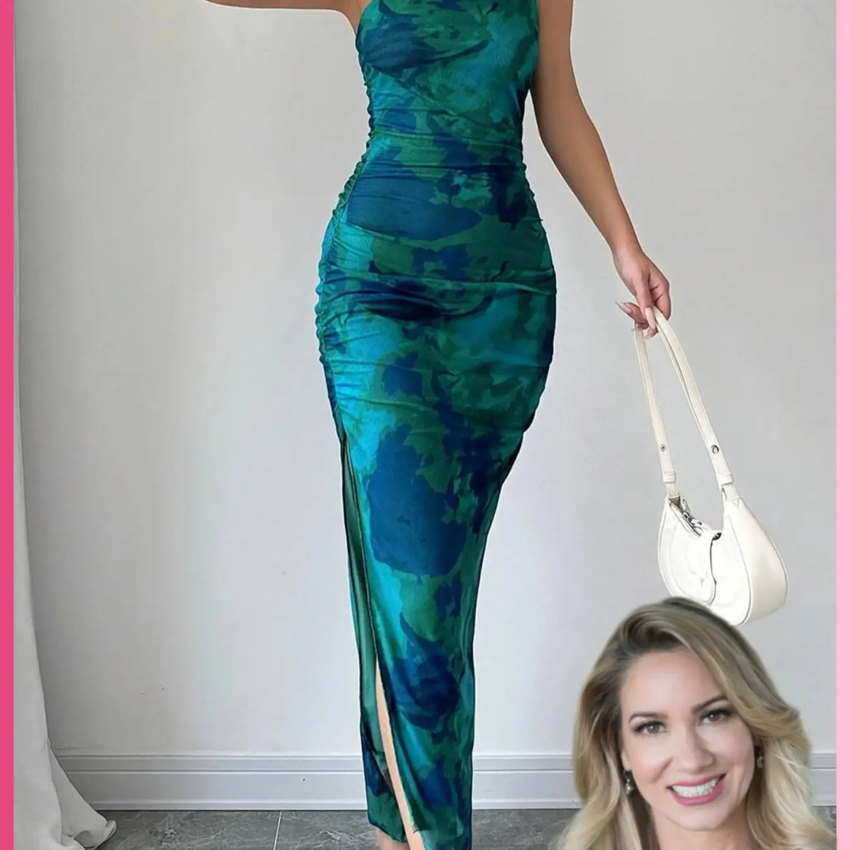 Women's Graphic Print Asymmetrical Neck Dress, Elegant Slim Sleeveless Split Dress Formal Wear for Party, Holiday and Wedding Guest, Ladies Summer Clothes