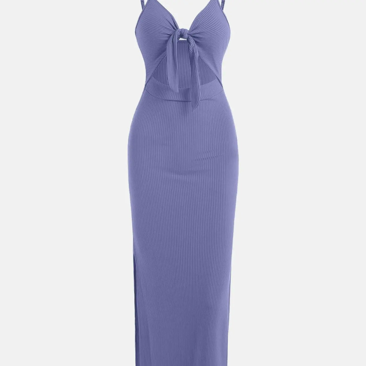 Women's Plain Cut Out Knot Front Split Thigh Bodycon Long Dress, Spaghetti Strap Sleeveless, Summer Clothes Women, Solid Cami Dress, Ladies Casual Summer Evening Party Nightclub Dress