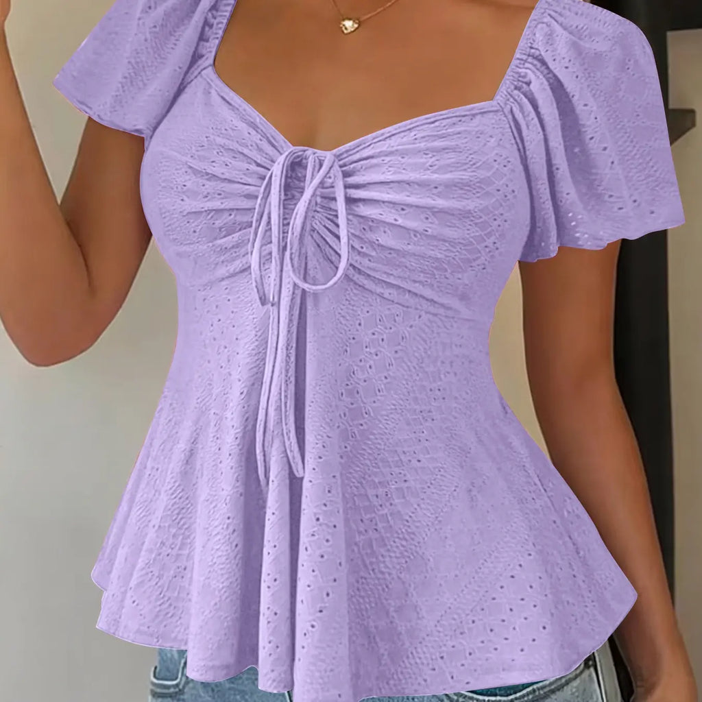 Women's Sweet Cute Style Fashion Breathable Lightweight Short Sleeve Top Boho Loose Blouse for Daily, Everyday Wear, Summer Casual Wear, Comfortable and Stylish Shirts