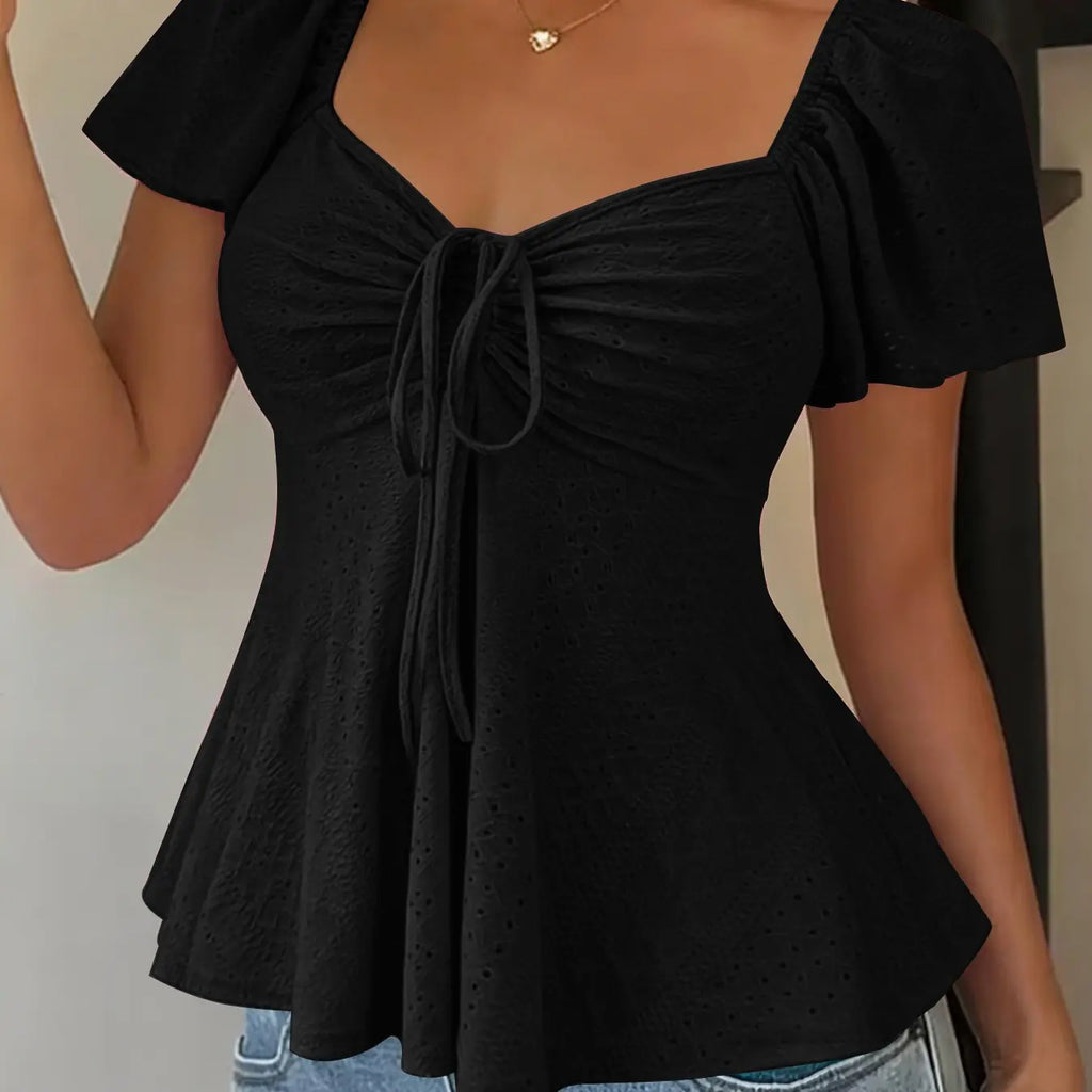 Women's Sweet Cute Style Fashion Breathable Lightweight Short Sleeve Top Boho Loose Blouse for Daily, Everyday Wear, Summer Casual Wear, Comfortable and Stylish Shirts