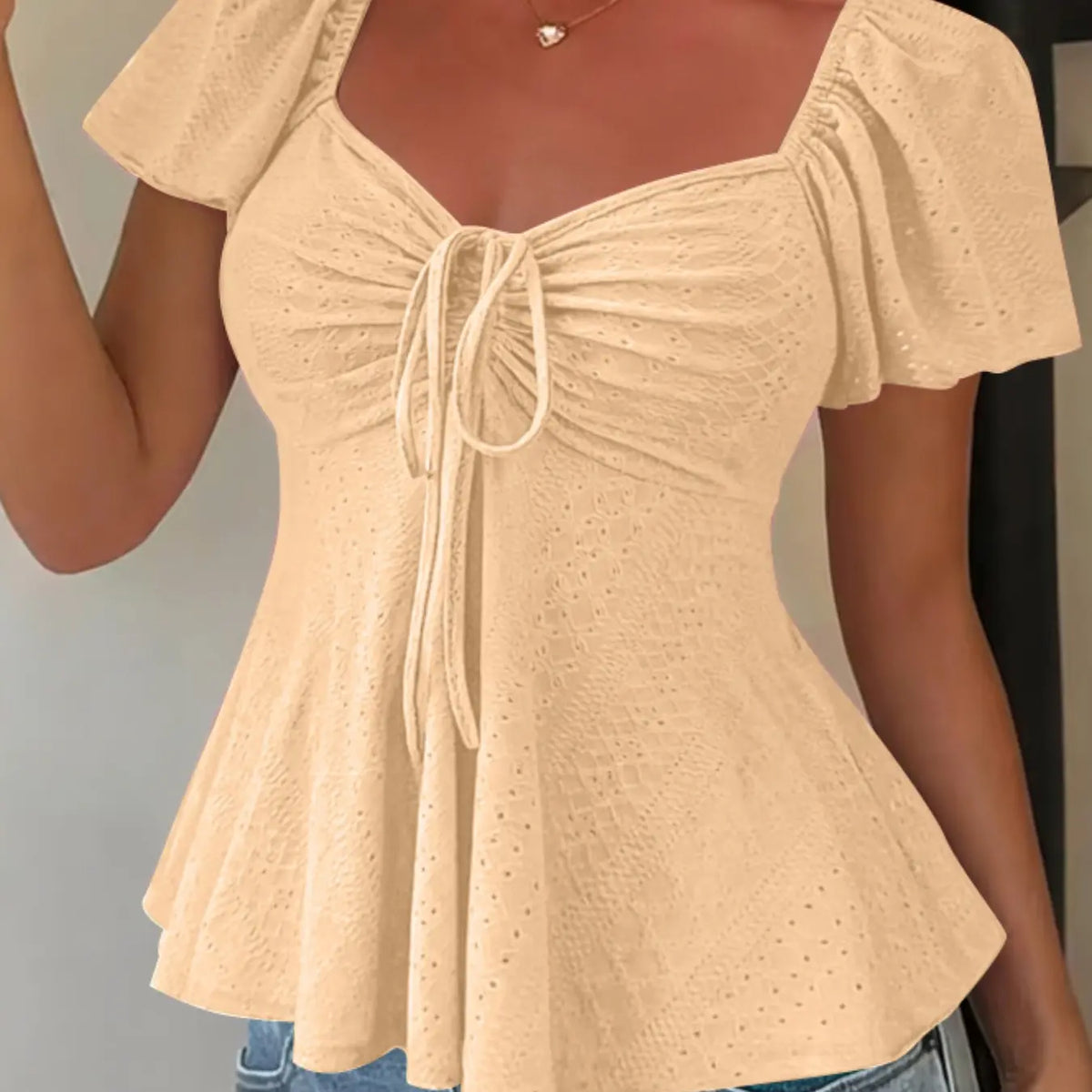 Women's Sweet Cute Style Fashion Breathable Lightweight Short Sleeve Top Boho Loose Blouse for Daily, Everyday Wear, Summer Casual Wear, Comfortable and Stylish Shirts