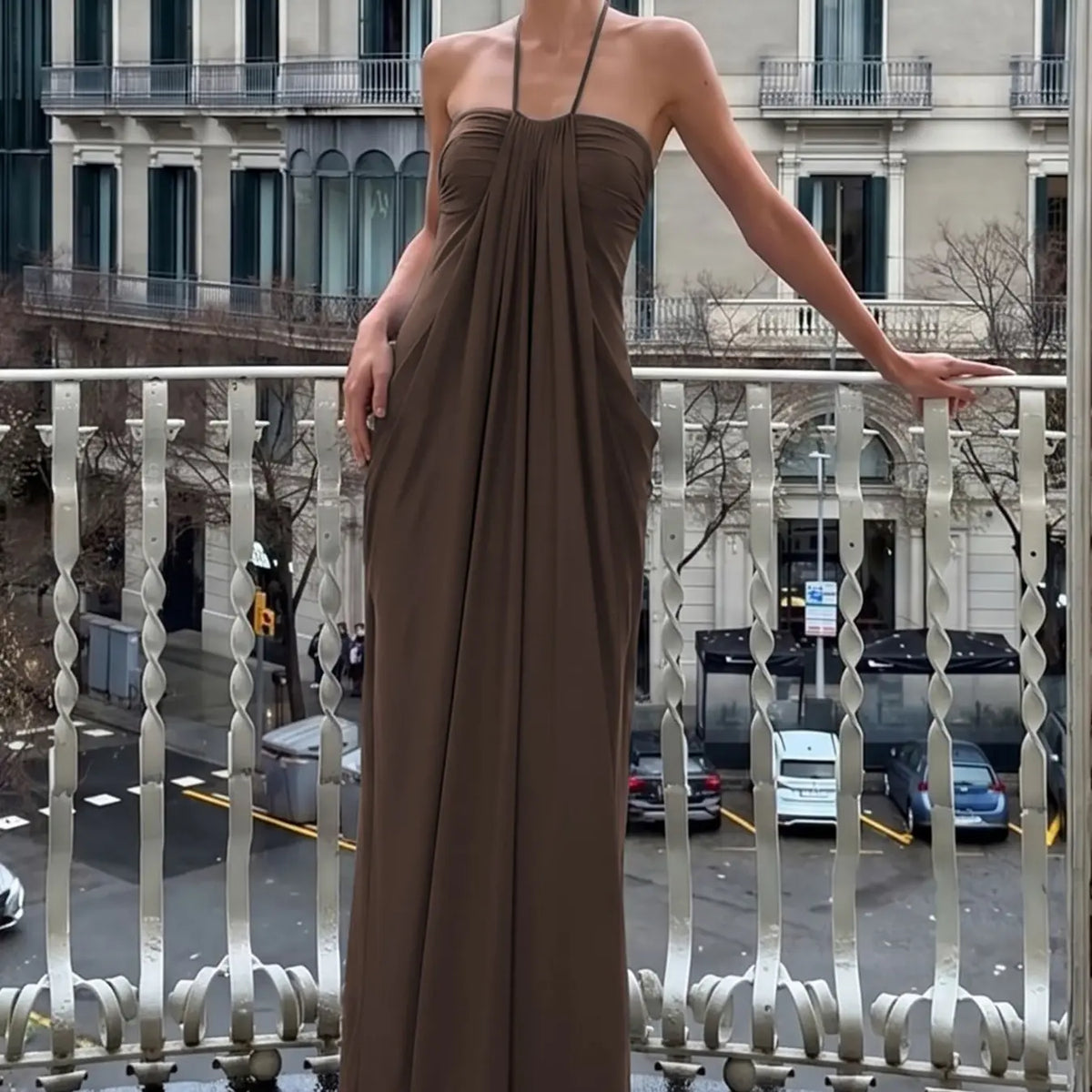 Women's Solid Color Ruched Bodycon Halter Dress, Sexy Sleeveless Strapless Backless Plicated Slim Fit Tube Dress, Party Club Date Evening Gown Formal Dress, Elegant Casual Daily Maxi Long Dresses For Ladies All Seasons Summer Fashion Clothes Wear
