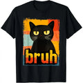 Funny Cat Bruh Meme Graphic T-Shirt for Men & Women, Breathable Soft Cotton Tee with a Fitted Crew Neck Cut, Short Sleeve Tops, Fitted Cut, Garment, Casual T Shirt, Unisex, Classic Casual Streetwear Clothes Loose, Tshirt