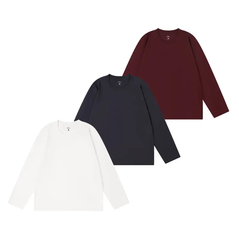 MIDMX Unisex Retro 100% Pure Cotton Heavyweight Plant-Dyed Long Sleeve Crewneck T-Shirt, Loose Fit Basic Top for Women’s Casual Streetwear, 2000S Vintage Style