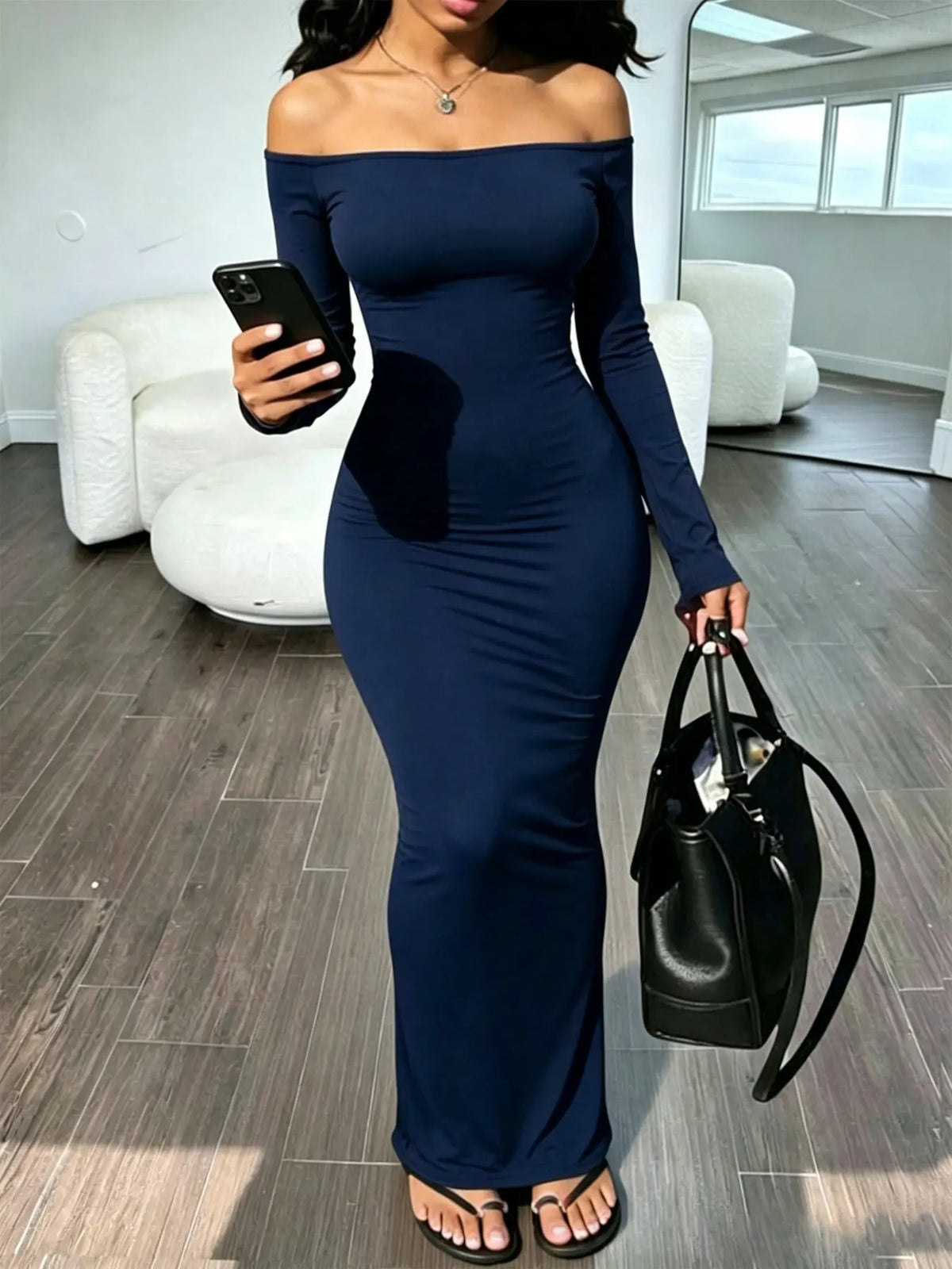 Women's Fashion One-Shoulder Bodycon Maxi Dress, All-Season Slim-Fit Extra Long Dress for Wedding Guest Wear, Stylish and Comfortable Outfits
