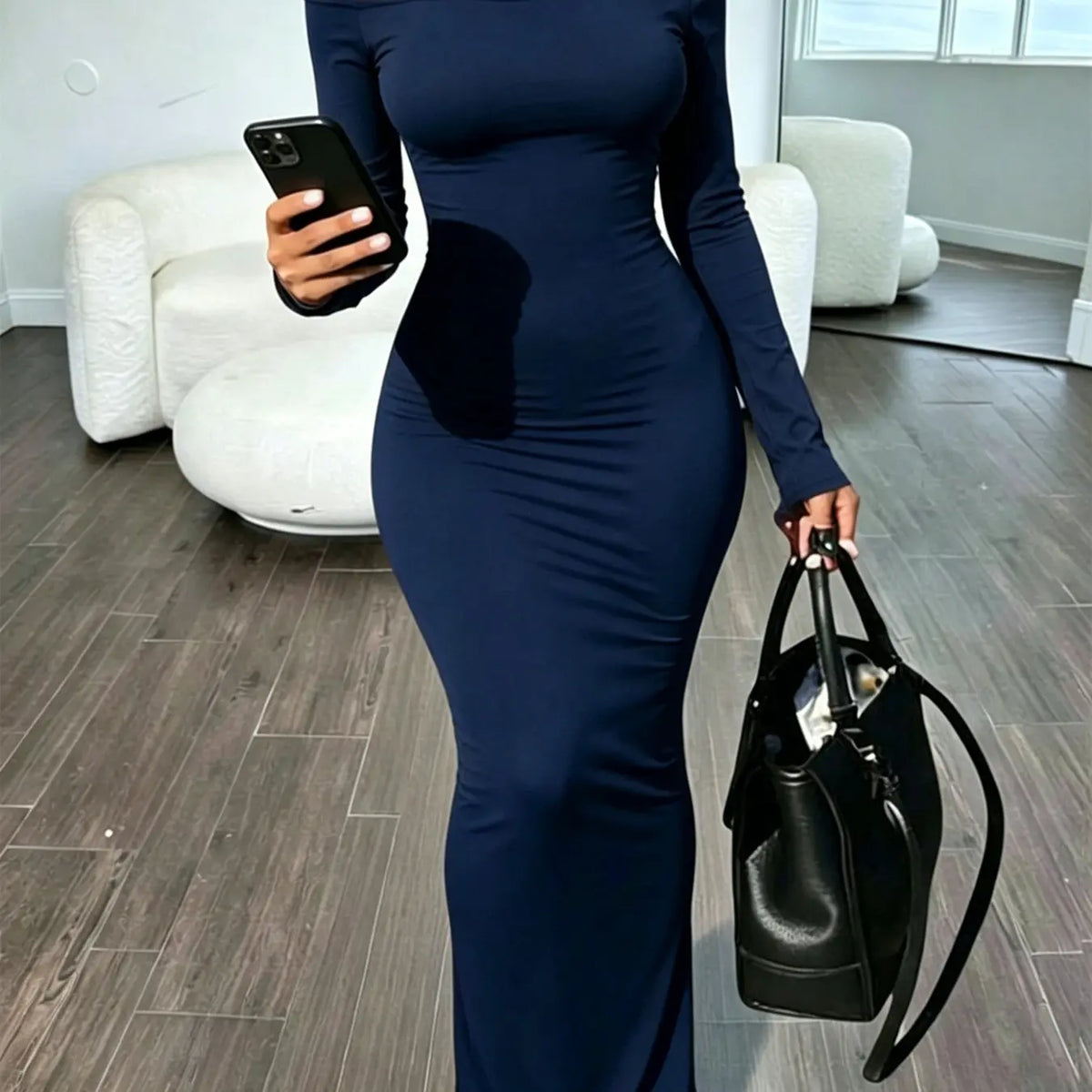Women's Fashion One-Shoulder Bodycon Maxi Dress, All-Season Slim-Fit Extra Long Dress for Wedding Guest Wear, Stylish and Comfortable Outfits