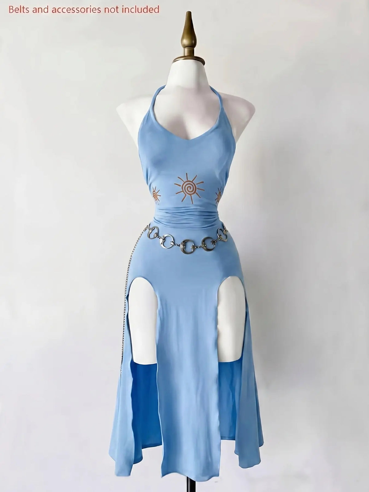 Vintage Gothic Halter Tie Dress, Slimming Split Midi Dress, Dark Theme Party Gown, Unique Retro Style, Perfect for Ceremonies, Elegant Party Dresses
