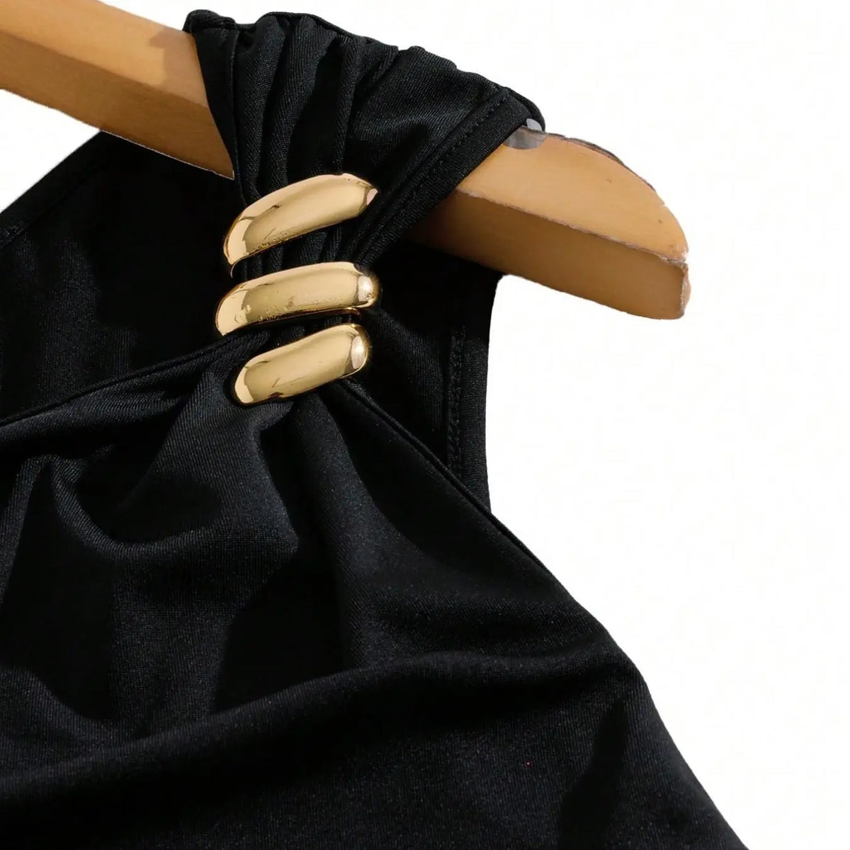 Women's Asymmetrical Tank Top, Elegant Gold Button Detail, Waist Cinch Design, Stretchy Fit Fabric, Perfect for Office & Dates
