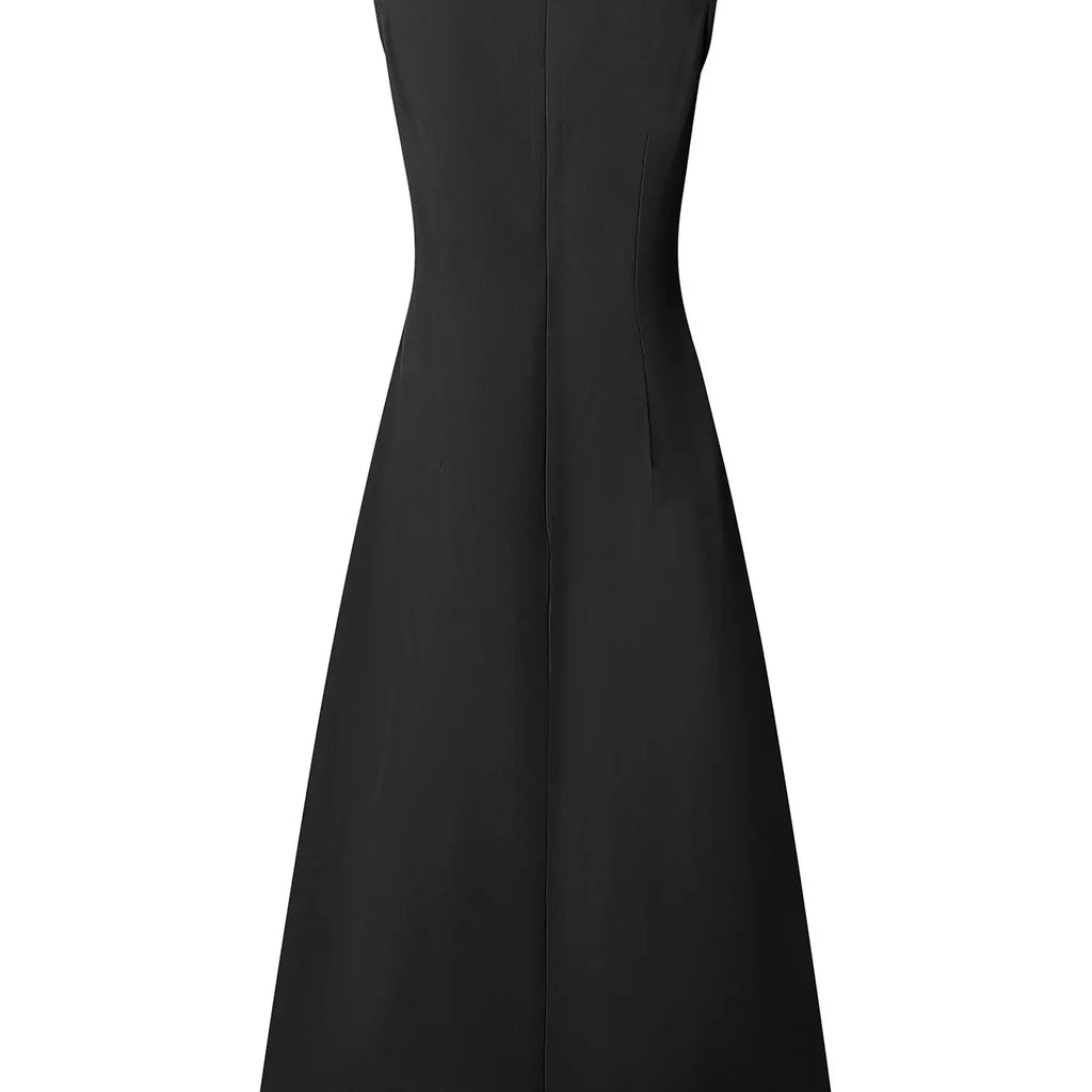 ZANZEA Women's Square Neck Waist Cinch Dress, suspenders A-Line Pleated Solid Design, European and American Elegant Style, Fashionable Evening Wear, Formal Wear, formal party wear, Elegance