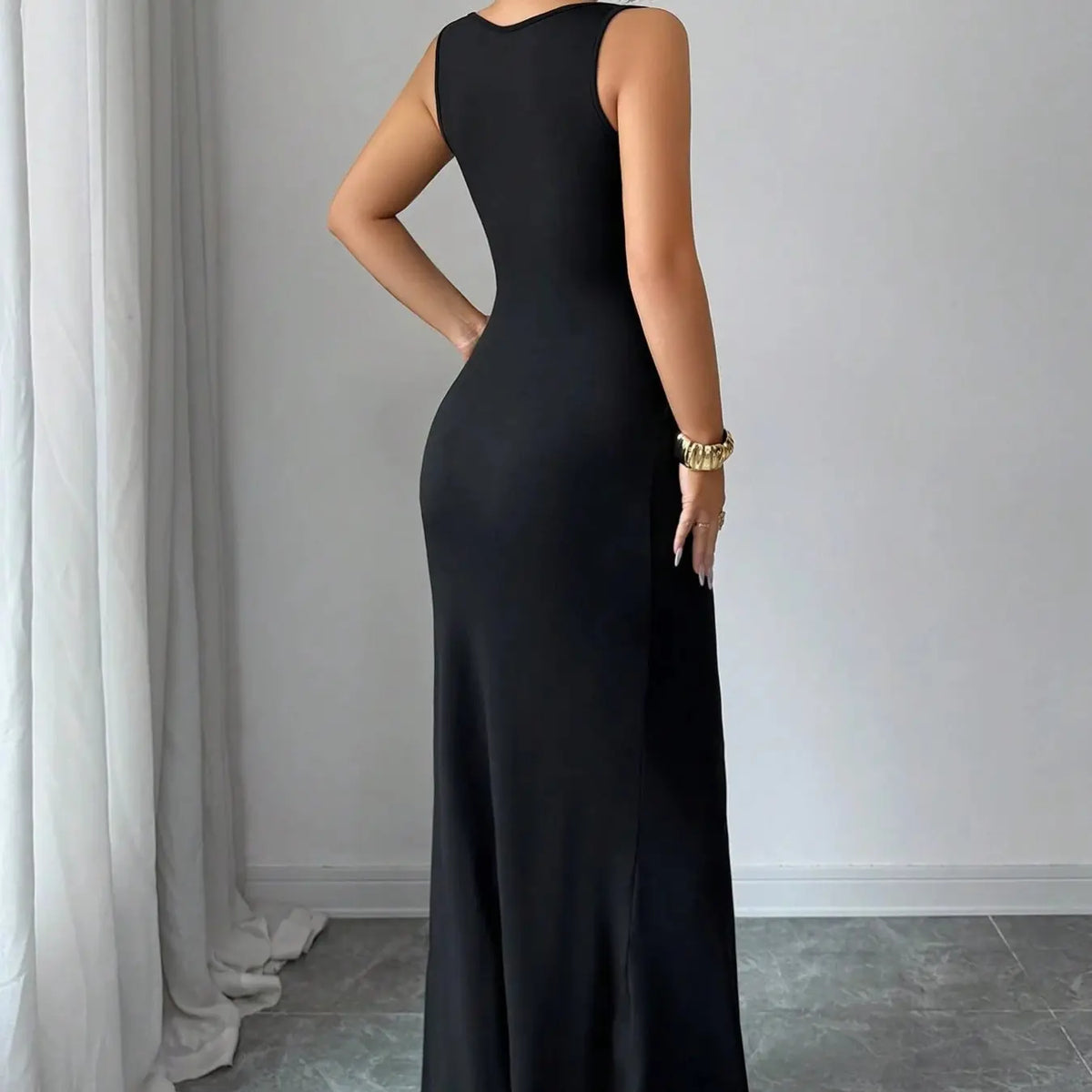 Women's Summer Fashion Strapless Dress, Elegant Sleeveless Fitted Long Dress, Slim Fitting Gown, Slimming Party Gown, Perfect for Daily Wear