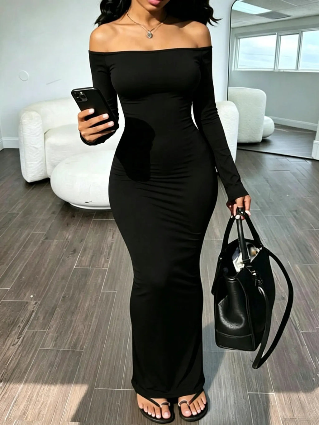 Women's Fashion One-Shoulder Bodycon Maxi Dress, All-Season Slim-Fit Extra Long Dress for Wedding Guest Wear, Stylish and Comfortable Outfits