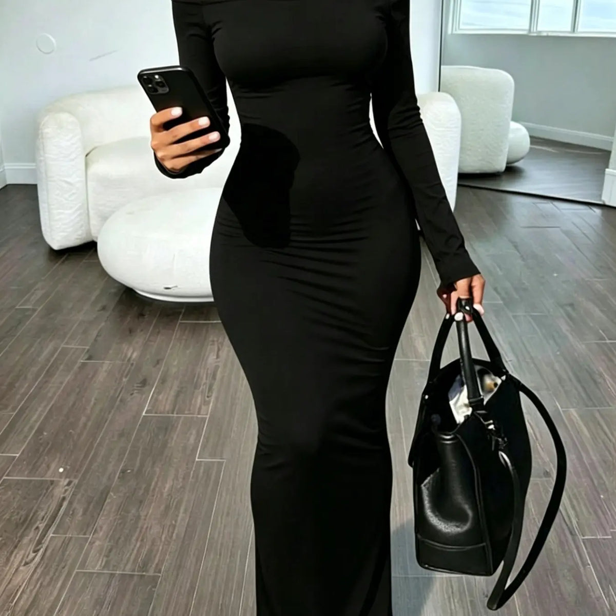 Women's Fashion One-Shoulder Bodycon Maxi Dress, All-Season Slim-Fit Extra Long Dress for Wedding Guest Wear, Stylish and Comfortable Outfits