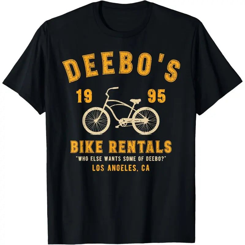 Men's Vintage Deebo's Bike Rentals Cotton Graphic T-Shirt - Short-Sleeve Classic Menswear Cloth, Casual Streetwear Fabric Top, Ideal Gift