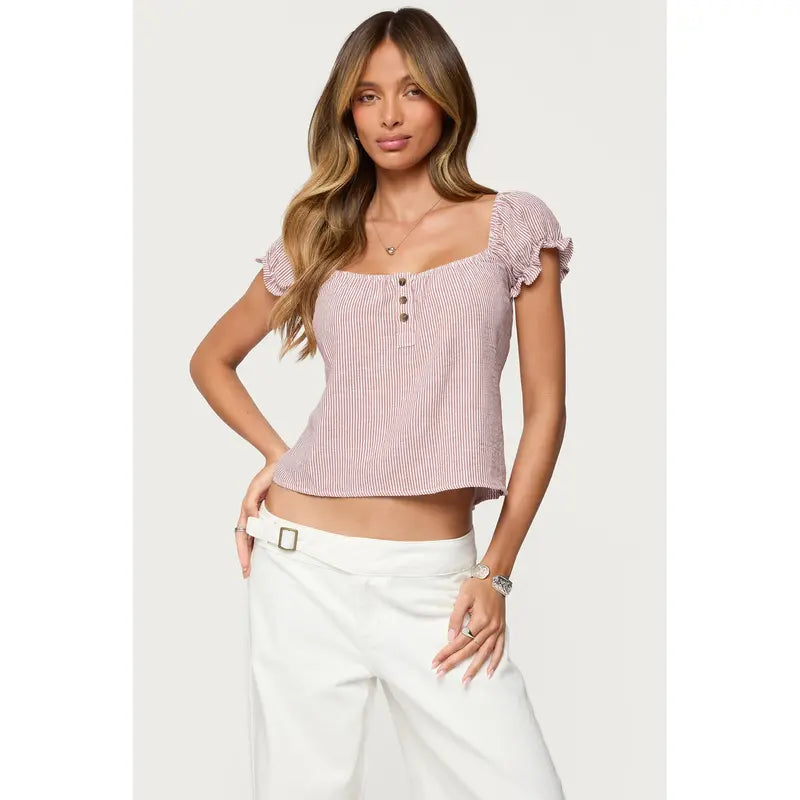 Rhory Pinstripe Babydoll Top