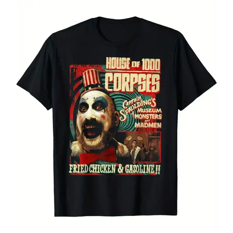 Vintage Horror Graphic Tee for Men in S to 5XL Featuring Classic Movie Design  Short Sleeve Casual Comfort for All Seasons