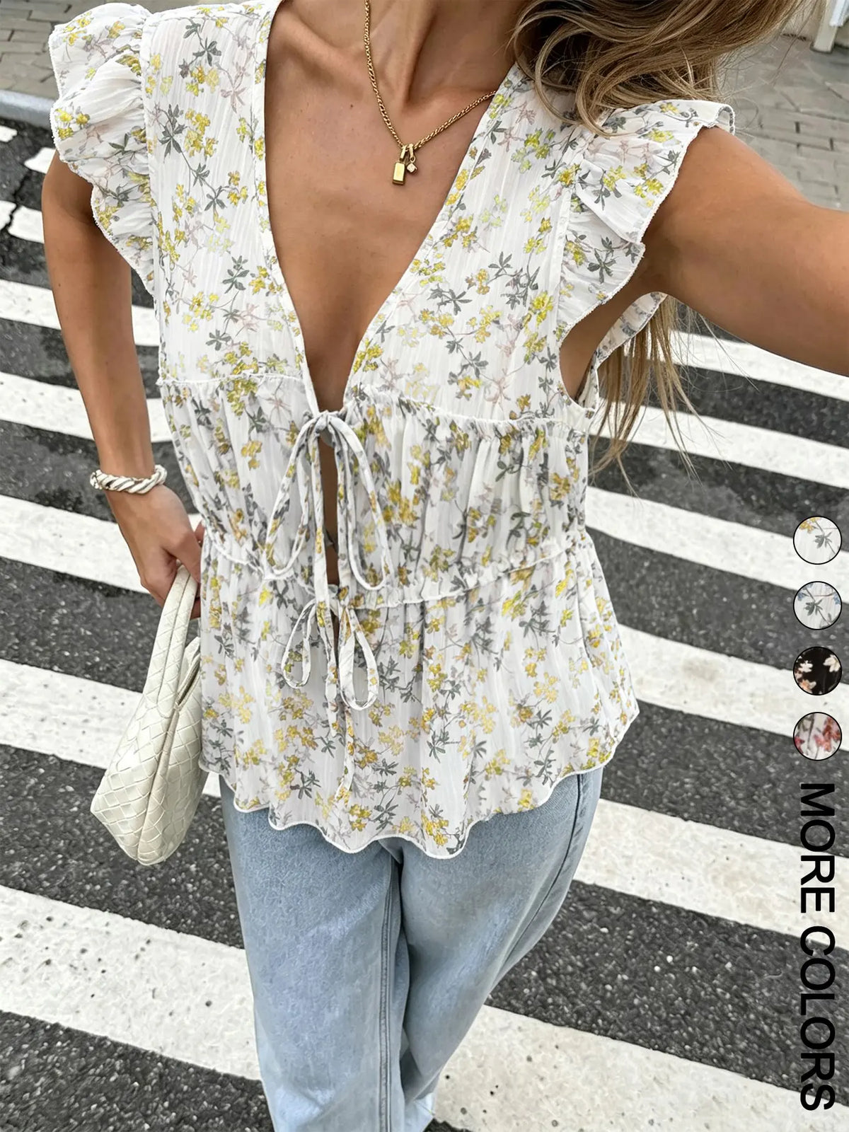Women's Sleeveless Fitted Shirt Blouse Top Print, Fashionable Breathable For Summer Blouses Shirts Tops