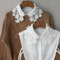Women's Elegant & Lace Embroidered Detachable Collar, Floral Pattern, Beaded Decor, Versatile Accessory for Winter, Embroidery, Chic