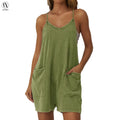 AUTOMET Women's Minimalist Acid Wash Cotton Blend Jumpsuit, Casual Comfy Spaghetti Strap Summer Romper with Pockets, Fashion Apparel, Clothes Products, Women's Clothes, Minimalist Vibe, One-Piece Romper Ease