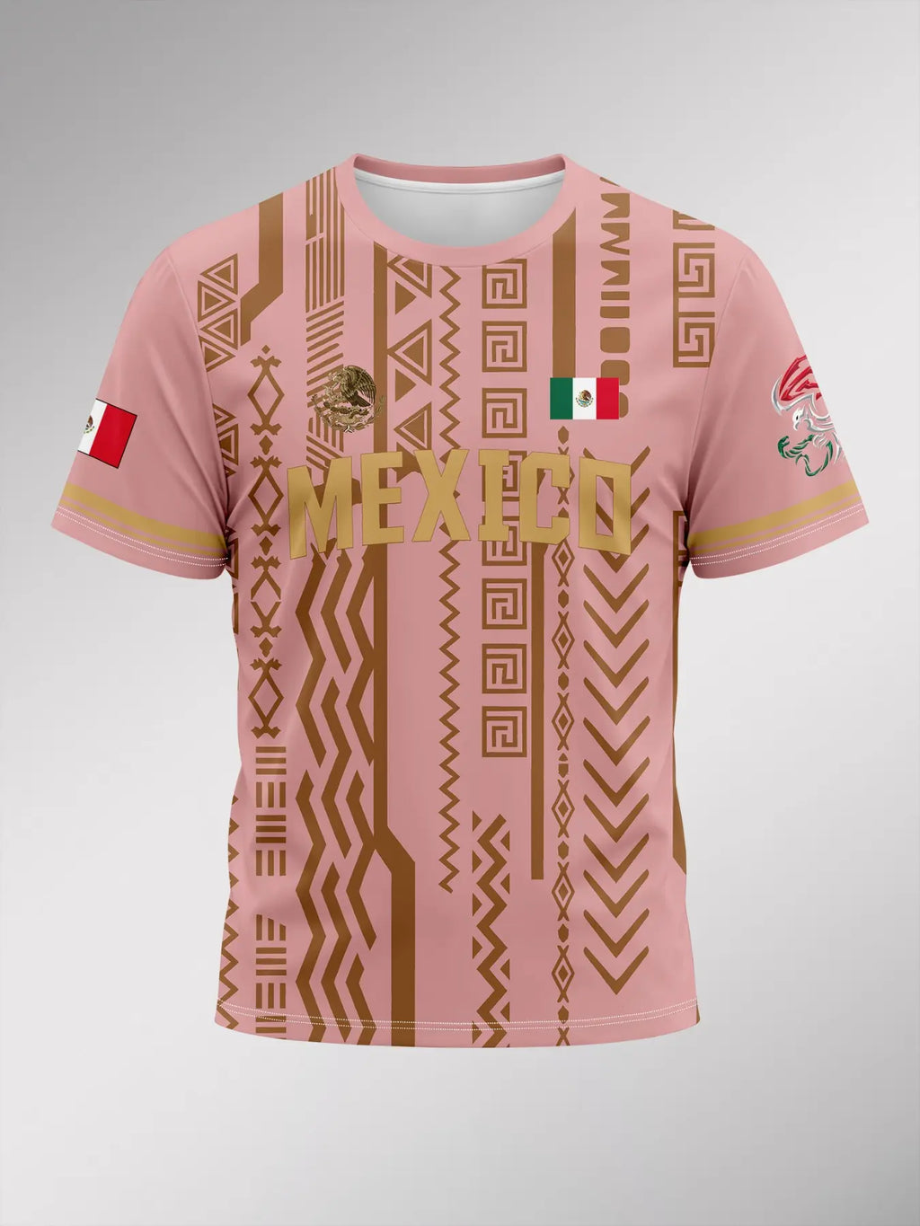 Men's Summer Short Sleeve T-Shirt Mexican Tourism Cultural Souvenir, Country Graphic Tee, Dark Pattern Round Neck, Outdoor Casual Fashion Print