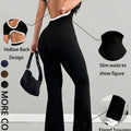 Casual Slim Fit Jumpsuit, Women's Colorblock Backless Flared Hem Design, Comfortable and Stylish One-Piece Clothing for Daily Wear, Backless Fitted Jumpsuit