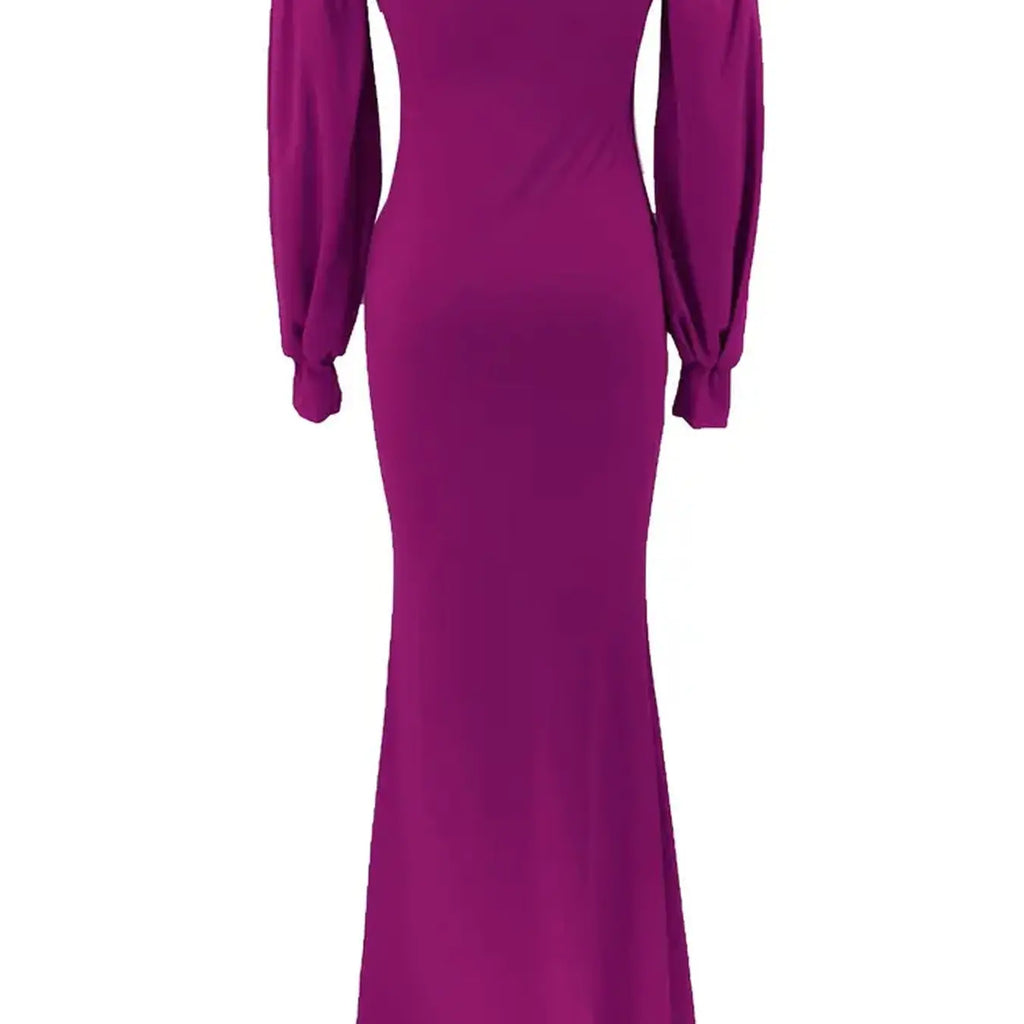 Women's Elegant, Off Shoulder Puff Long Sleeve Sweetheart Neck Corset Bodycon Maxi Dress, Front Zip Ruched Mermaid Hem Slit Formal Evening Wear Dress for Prom, Wedding Guest & Gala, Women's Spring Fall Fashion