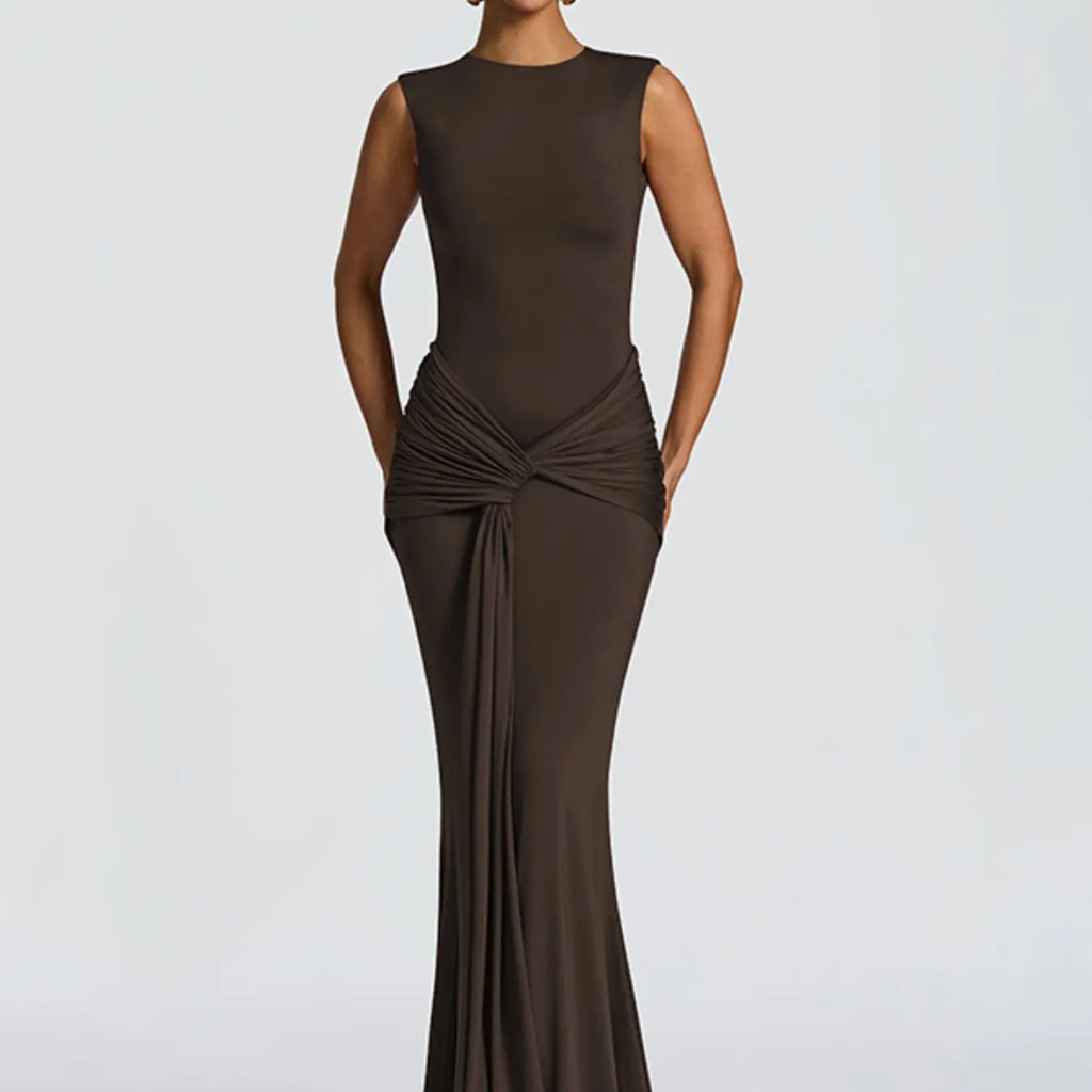 Women's Summer Sleeveless Backless Bodycon, Elegant Pink Long Dress, Perfect for Party, Club and Evening Wear, Fitted Elegant Dress