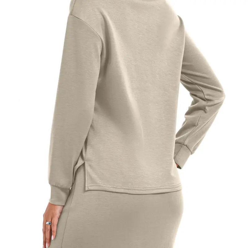 Casly Lamiit Women's 2-Piece Soft Fabric Crew Neck Cap Sleeve Top & Drawstring Midi Skirt Set with Pockets, Summer Lounge Basics Outfits