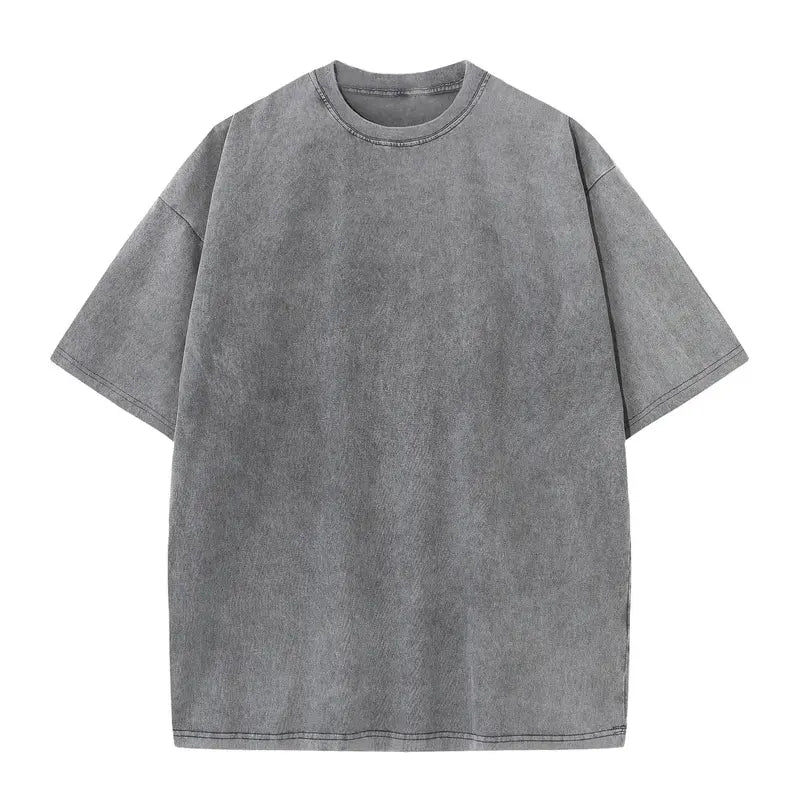 Men's 4-Pack Baggy Oversized Heavyweight Acid Wash Cotton Short-Sleeve Classic Crew Neck Tees - Loose-Fit, Breathable Cotton Keeps Workouts Cool, Built for Gym Street Lounge, Easy-Care Tops (Black, Coffee, Grey)