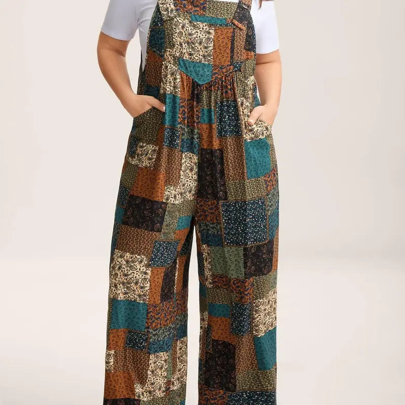 BloomChic Plus Size Strapless Paisley Jumpsuit [M-6X] - Women's Stylish Boho Rayon Overalls with Pockets, Sleeveless Fitted Summer Vacation Outfit, Clothes for Women, SohoChic