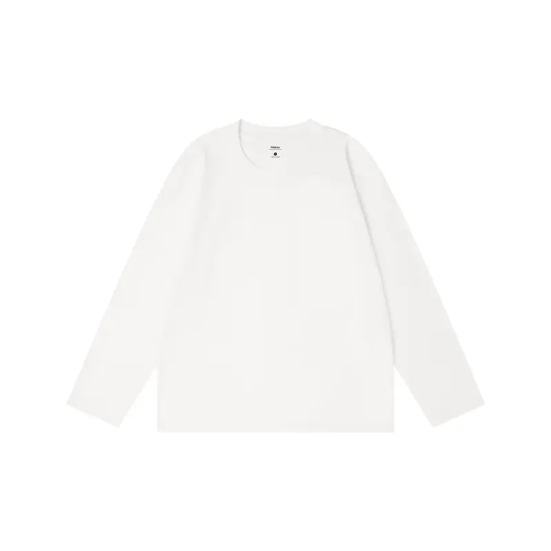 MIDMX Unisex Retro 100% Pure Cotton Heavyweight Plant-Dyed Long Sleeve Crewneck T-Shirt, Loose Fit Basic Top for Women’s Casual Streetwear, 2000S Vintage Style
