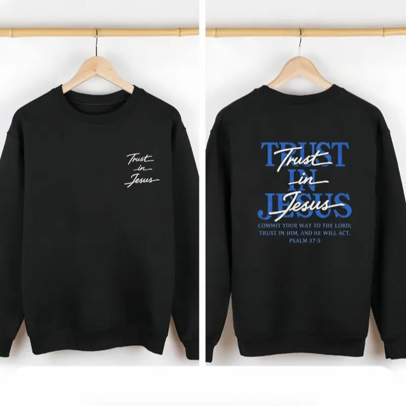 Women's Cotton Oversized Round Neck Casual Tshirt Top - Psalm 37:5 "Trust in Jesus" Bible Verse Design, Faith-Based Gift for Ladies