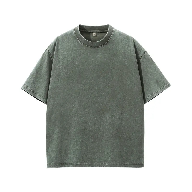 Men's Vintage Washed Cotton Streetwear T-Shirts, 2/4-Pack Oversized Plain Round Neck Bundle Short-Sleeve Tops with Cotton Build for Daily Rotation, Men's T Shirts