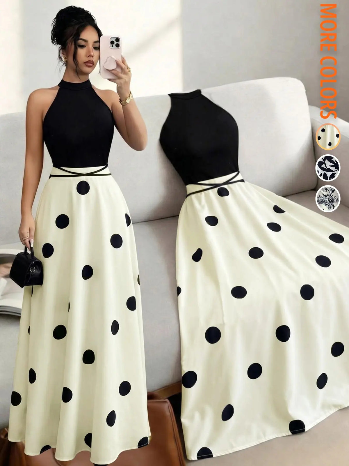 Concert Outfit Dress Women's Casual Feminine Elegant Chic Party Tank Top, Floral Print Patchwork Waist Dress, Medium-Length Sleeveless Summer, Casual Elegant Dresses, Womenswear