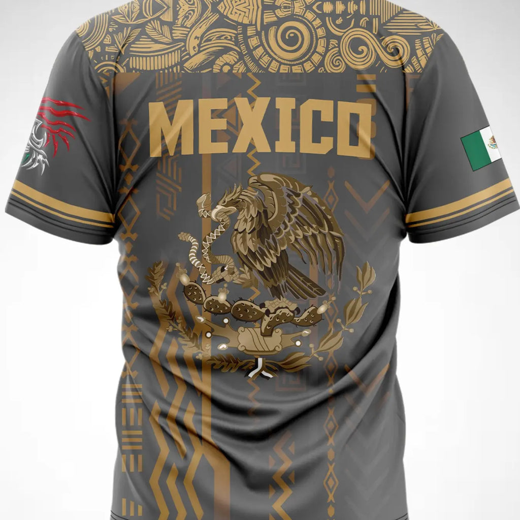 Men's Summer Short Sleeve T-Shirt Mexican Tourism Cultural Souvenir, Country Graphic Tee, Dark Pattern Round Neck, Outdoor Casual Fashion Print