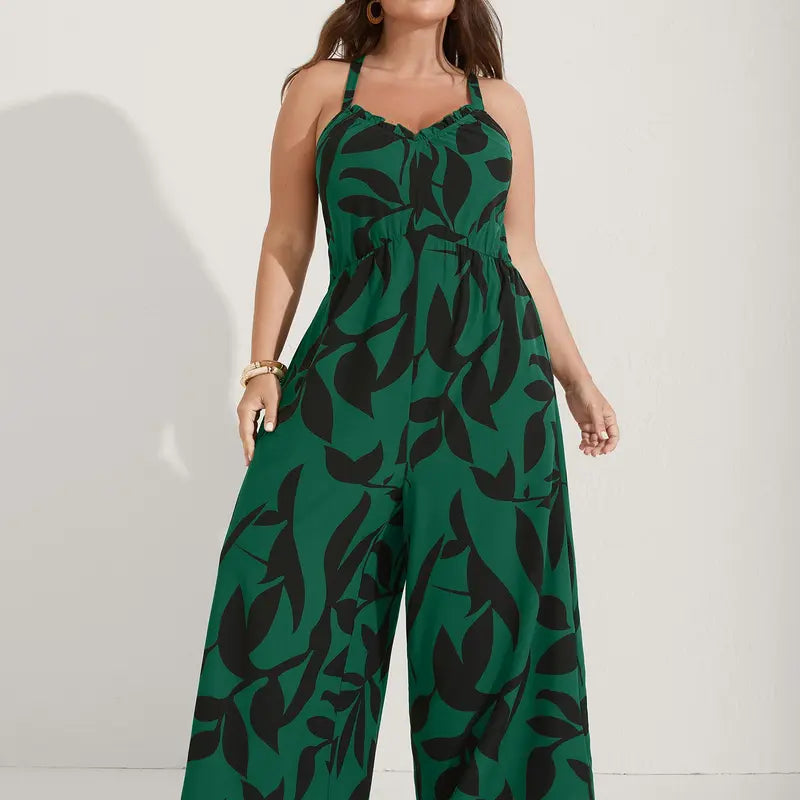 BloomChic Women's Plus Size Boho Wide Leg Jumpsuit - Plus Size Fashion, Overalls for Women, Geometric Print, Sleeveless V-Neck, Lightweight Wide Pants, Pockets, Casual Summer Vacation Outfit [M-6X]