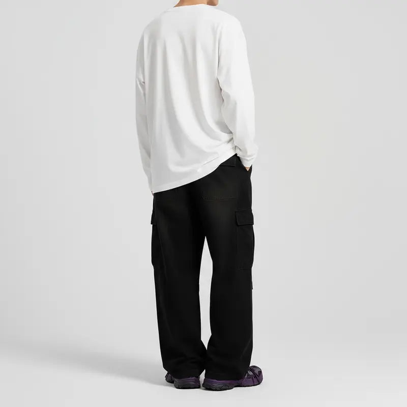 MIDMX Unisex Retro 100% Pure Cotton Heavyweight Plant-Dyed Long Sleeve Crewneck T-Shirt, Loose Fit Basic Top for Women’s Casual Streetwear, 2000S Vintage Style